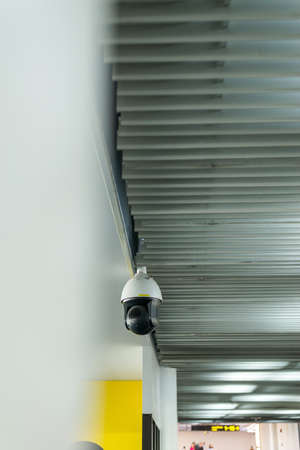 CCTV in building at airport terminal ,Security camera monitor for privacyの写真素材