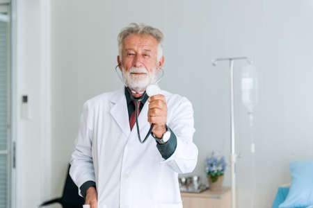 Doctor show stethoscope for listening heart rate at hospital,Selective focus handの写真素材