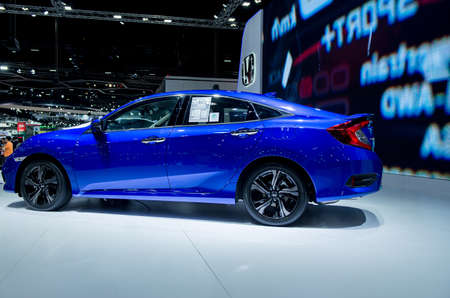 NONTHABURI,THAILAND - DECEMBER 6,2018 : View of all new honda civic turbo RS blue color car on...