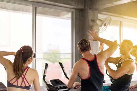 Group of diversity people clap or join hands together for motivation,Sporty young friendly team...