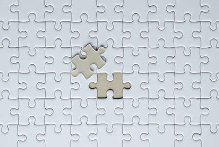 Puzzle pieces grid,Jigsaw puzzle white colour,Success mosaic solution template,Horizontal on white...