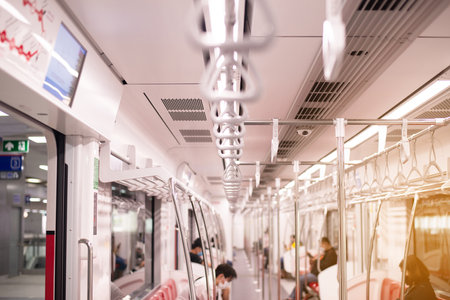 Handle loop for passeger holding on the train,Safety handle in subwayの写真素材