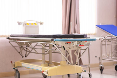 Empty sickbed for support patient after surgical in recovery room at hospitalの写真素材