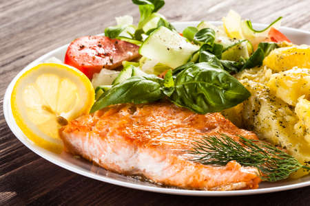 Grilled salmon and vegetables Grilled salmon and vegetables