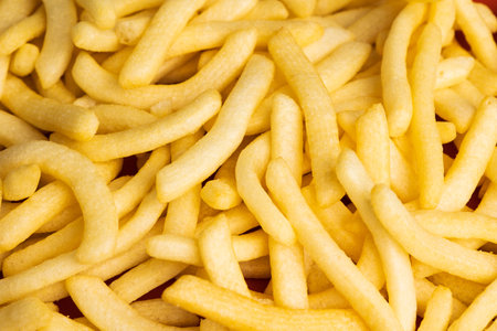 French fries Snack food crispy potato salty. Fast food or junk food snacks unhealthy concept.
