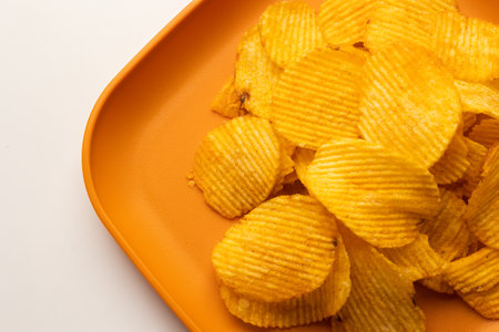 Crispy potato chips. Snacks Fast food or junk food snacks unhealthy concept.