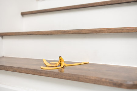 Banana peels are placed on the stairs of the house to risk accidents. If anyone stepped on it may...