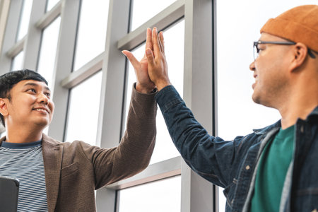 Asian business start up freelance people team analyzing statistics financial. Group Team of businesspeople man and woman Meeting Conference Discussion various topic Corporate Concept in office.の写真素材