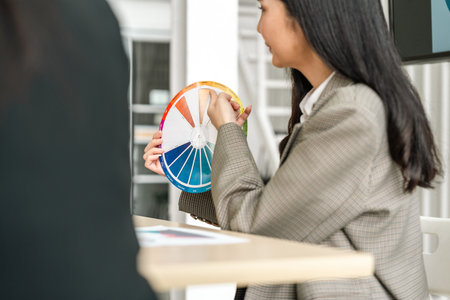 Asian business start up freelance people team analyzing statistics financial. Group Team of businesspeople man and woman Meeting Conference Discussion various topic Corporate Concept in office.の写真素材