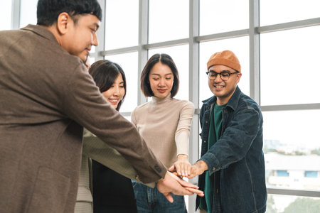 Asian business start up freelance people team analyzing statistics financial. Group Team of businesspeople man and woman Meeting Conference Discussion various topic Corporate Concept in office.の写真素材