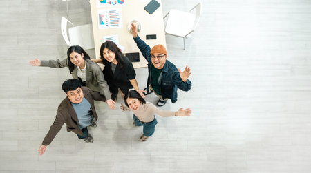 Asian business start up freelance people team analyzing statistics financial. Group Team of businesspeople man and woman Meeting Conference Discussion various topic Corporate Concept in office.の写真素材