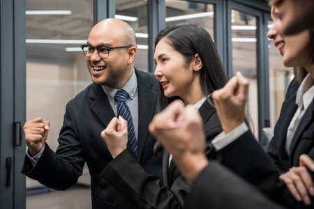 Asian business people team analyzing statistics financial. Group Team of ceo business man and woman Meeting Conference Discussion various topic. Executive professional managers Corporate in office.の写真素材