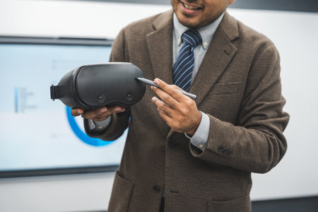 Asian business people team analyzing statistics financial. Group Team of ceo business man and woman Meeting Conference Discussion various topic. Executive professional managers Corporate in office.の写真素材