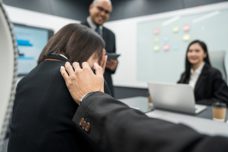 Asian business people team analyzing statistics financial. Group Team of ceo business man and woman Meeting Conference Discussion various topic. Executive professional managers Corporate in office.の写真素材