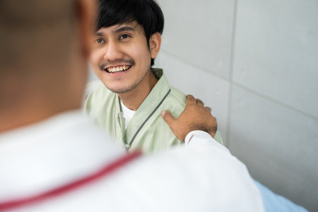 Doctors encourage patients recovery service. Doctors treat patients diseases. Life and health...