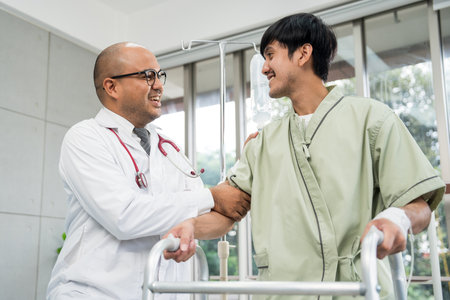 Doctors encourage patients recovery service. Doctors treat patients diseases. Life and health...