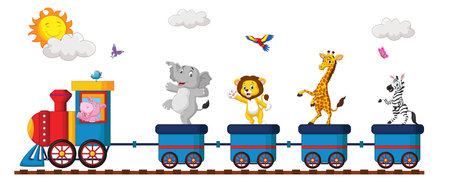 CARTOON ANIMAL TRAINのイラスト素材