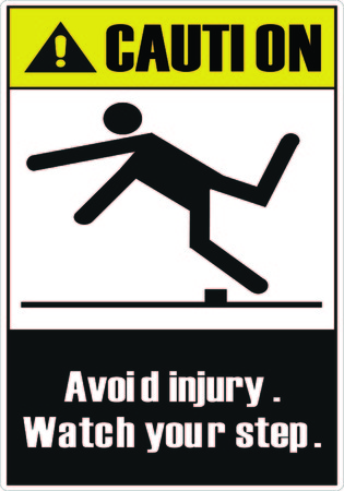 Avoid injury watch your step safety signのイラスト素材