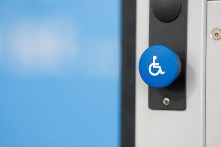 Button for handicapped persons. Press for help!の写真素材