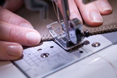 Electric sewing machine - close-up. Closed Overlock.の写真素材