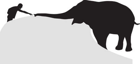 man and elephant silhouette vectorのイラスト素材