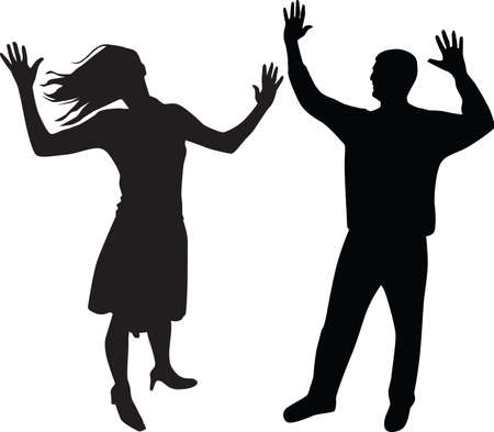 man and woman silhouetteのイラスト素材