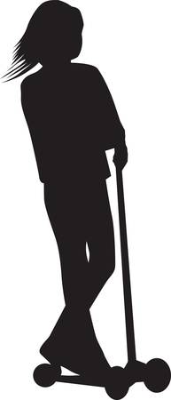 girl drive scooterのイラスト素材