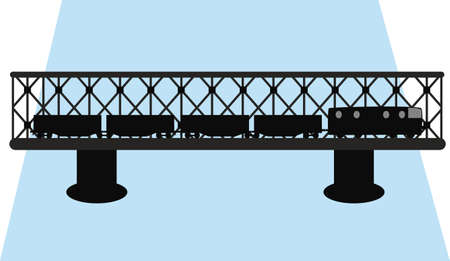 bridge and train silhouette のイラスト素材