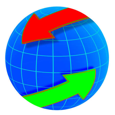 blue globe with red and green arrowのイラスト素材