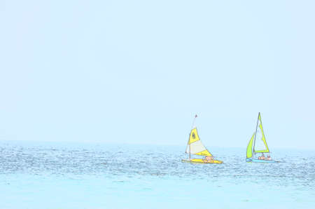 sea and boat sketchの写真素材