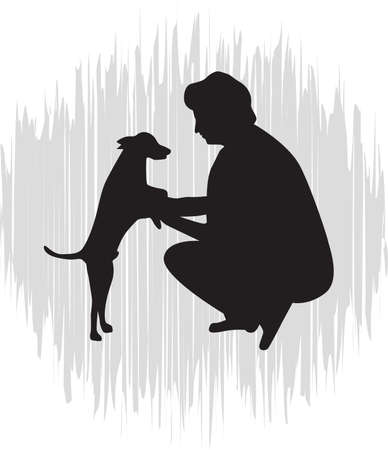 woman and dogのイラスト素材