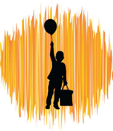kids with balloonのイラスト素材