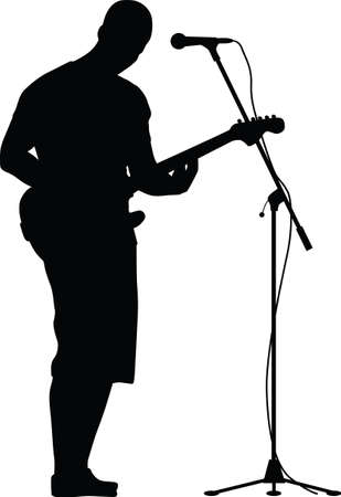 guitarist and singer silhouette vectorのイラスト素材