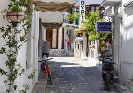 Skiathos Greek Island Street Viewのeditorial素材