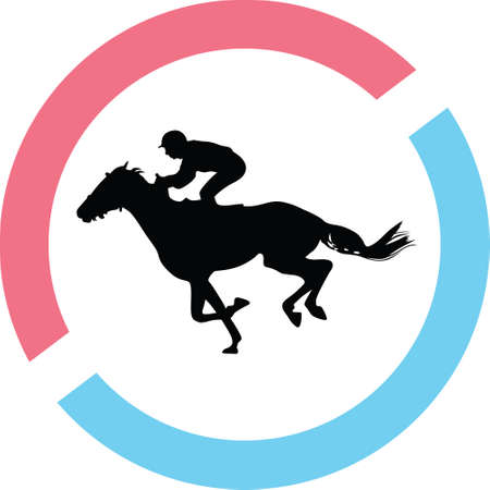 A jockey riding a horse in a circle on a silhouette presentationのイラスト素材