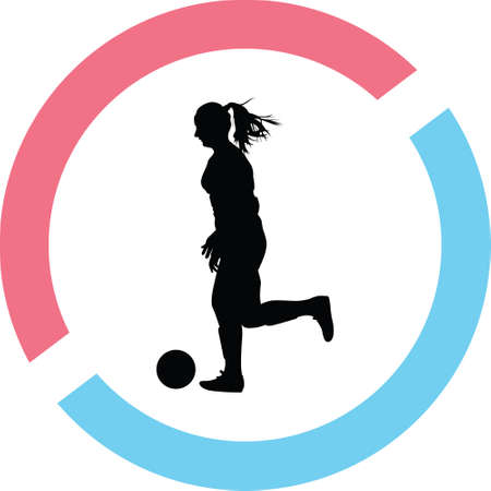 soccer women silhouette. girl play soccer vectorのイラスト素材