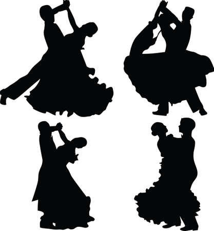 dance people silhouette vectorのイラスト素材