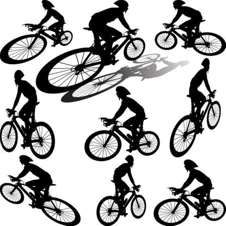 professional cyclists with helmet on the raceのイラスト素材