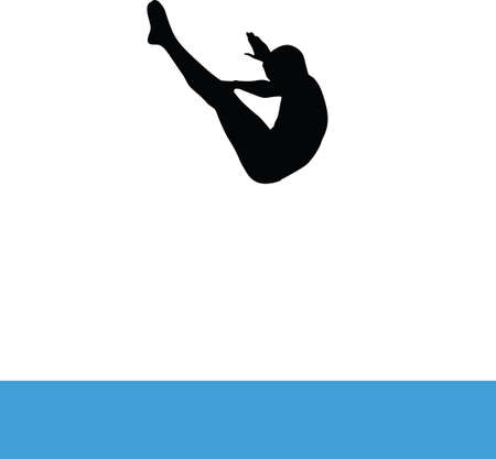 man jump into poolのイラスト素材