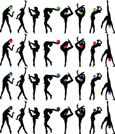 girl running exercises with the ball in rhythmic gymnasticsのイラスト素材