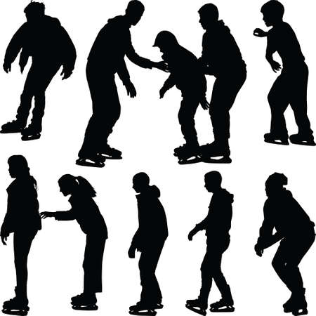 ice skate silhouetteのイラスト素材