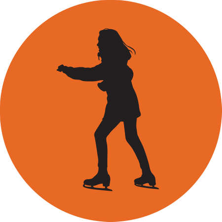 ice skating silhouette vectorのイラスト素材