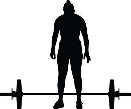 weight lifting girl silhouetteのイラスト素材