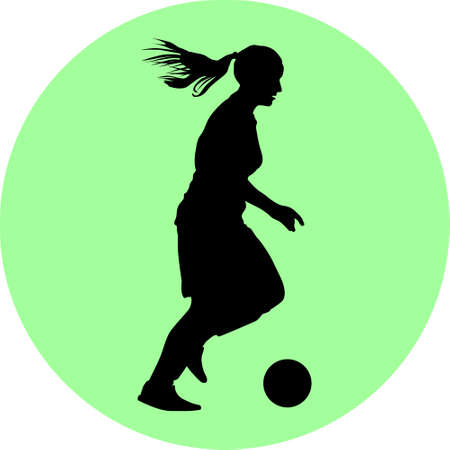 woman soccer player. girl soccer silhouetteのイラスト素材