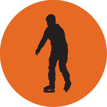 ice skating silhouette vectorのイラスト素材