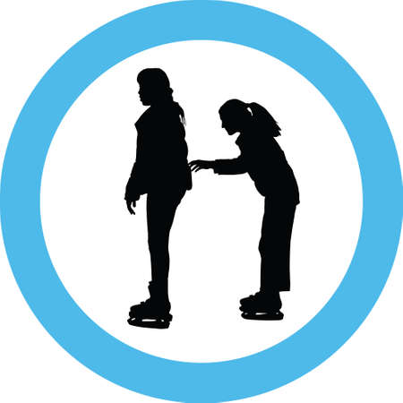 ice skate silhouetteのイラスト素材