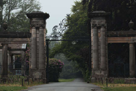 Old stone palace gate to the park. Scotlandの写真素材