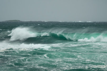 The huge splashing wave of a stormy sea. Lewis and Harris, Outer Hebrides, Scotland
