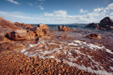 Rocky coast near Sas Linnas Siccas. Sardinia, Italy. High quality photoの写真素材