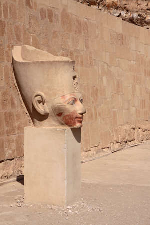 The ancient stone pharaoh's head in Egyptian templeの写真素材